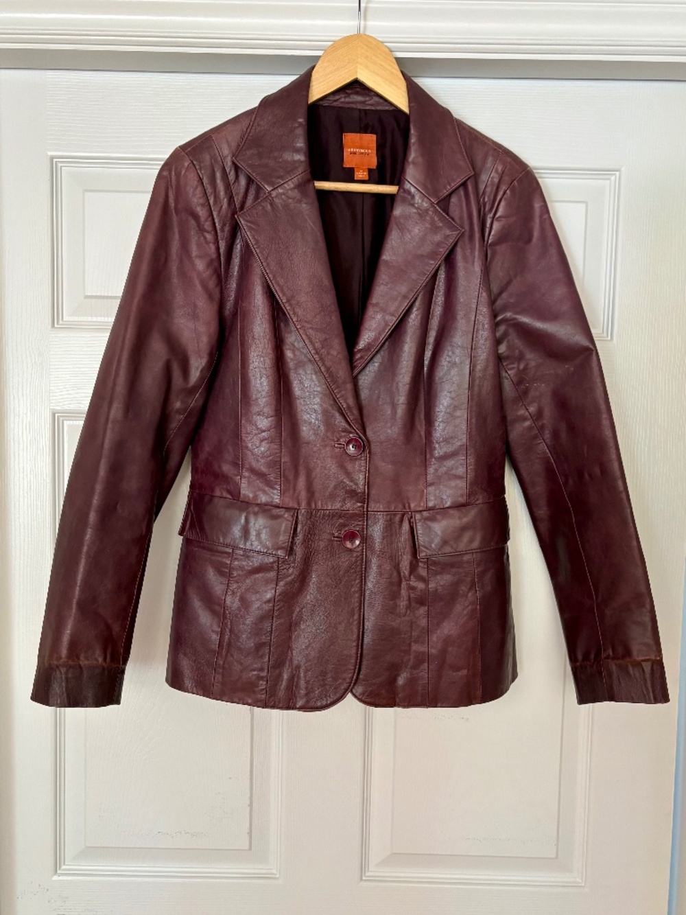 Anonymous John Carlisle Vintage Distressed Leather Blazer Jacket Burgundy Sz M